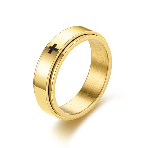 Vintage Jesus Cross Strong Belief Titanium Steel Rotating Ring For Men Size 6-12 - Bild 5 von 8