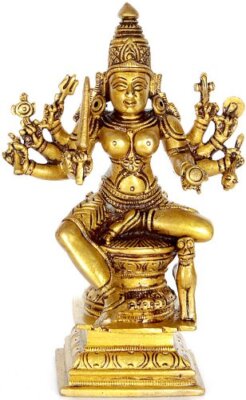 Ashtabhuja Devi Durga Hindu Goddess Maa Durga Idol Brass Figurine Statue 