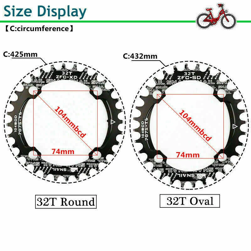 SNAIL 104BCD Narrow Wide 30-52T MTB Bike Single Chainring fit SHIMANO/FSA Crank - Image 2 of 4