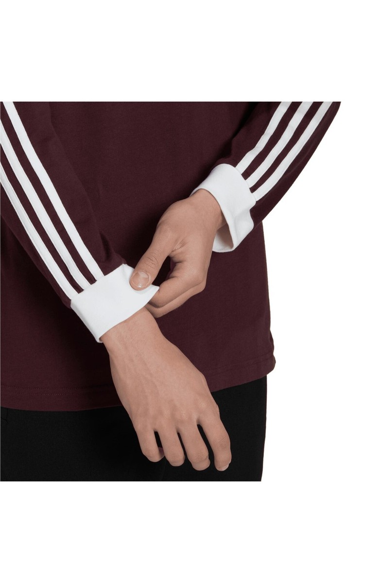 Adidas Originals 3-Stripe Long Sleeve T-Shirt Shadow Maroon/White