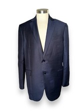 ERMENEGILDO ZEGNA Trofeo 100 Wool Suit Blazer Pin-Stripe Navy Blue sz 58 R