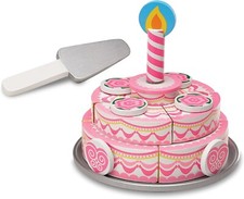 Melissa And Doug Triple-Layer Party Cake Wooden Play Food Set - Birthday Cake 3 