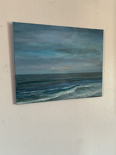 NEW 2025 Original Seascape oil painting 16in x 20in Large Unframed - Picture 8 of 10