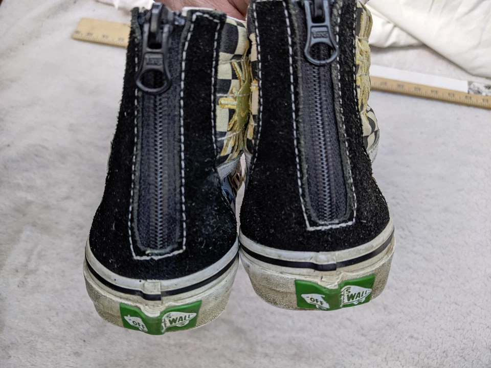 Vans Skateistan Sk8 Hi Niños 3 34 Cuadros Negro Blanco Entrenadores Cremallera Foto 4 de 4