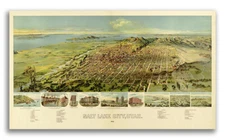 Salt Lake City Utah 1891 Historic Panoramic Town Map - 14x24