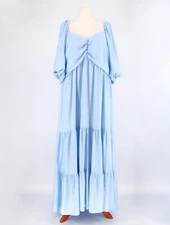 NWT CITY CHIC Mindy Maxi Dress Crinkled Fabric Balloon Sleeve Sky Blue Size XXL