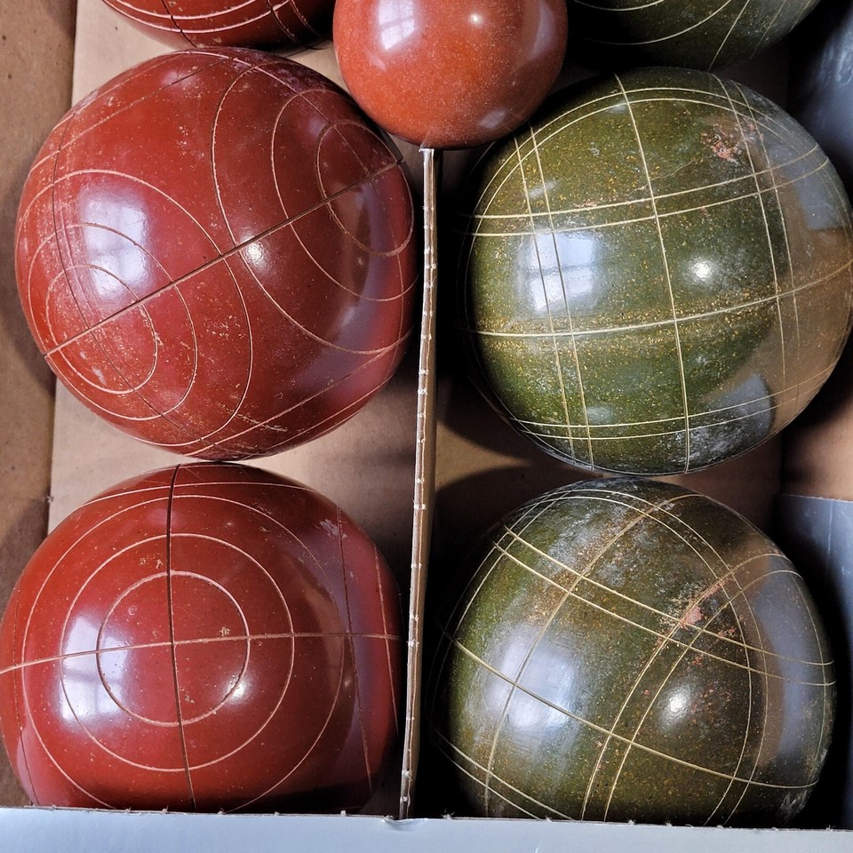 Vintage Sportcraft Bocce Composition Ball Set & Pallino Ball w/Box Made