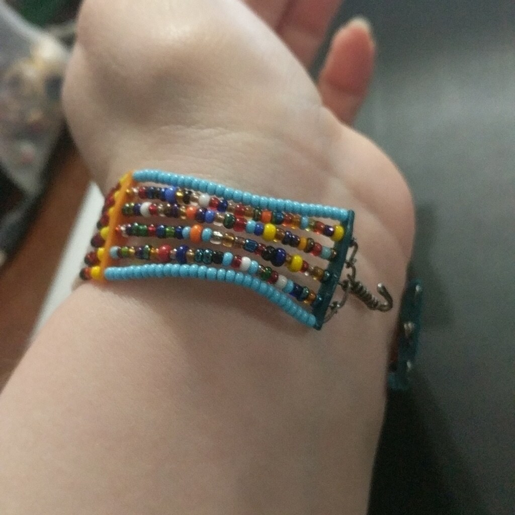 Multi Color Beaded Cuff Statement Bracelet - image 2