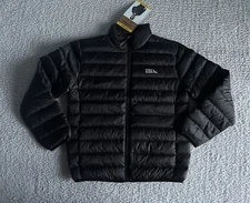 Eddie Bauer Puffer Jacket Boys Sz Medium 7-8 Black 650 Down Quilted Lightweight