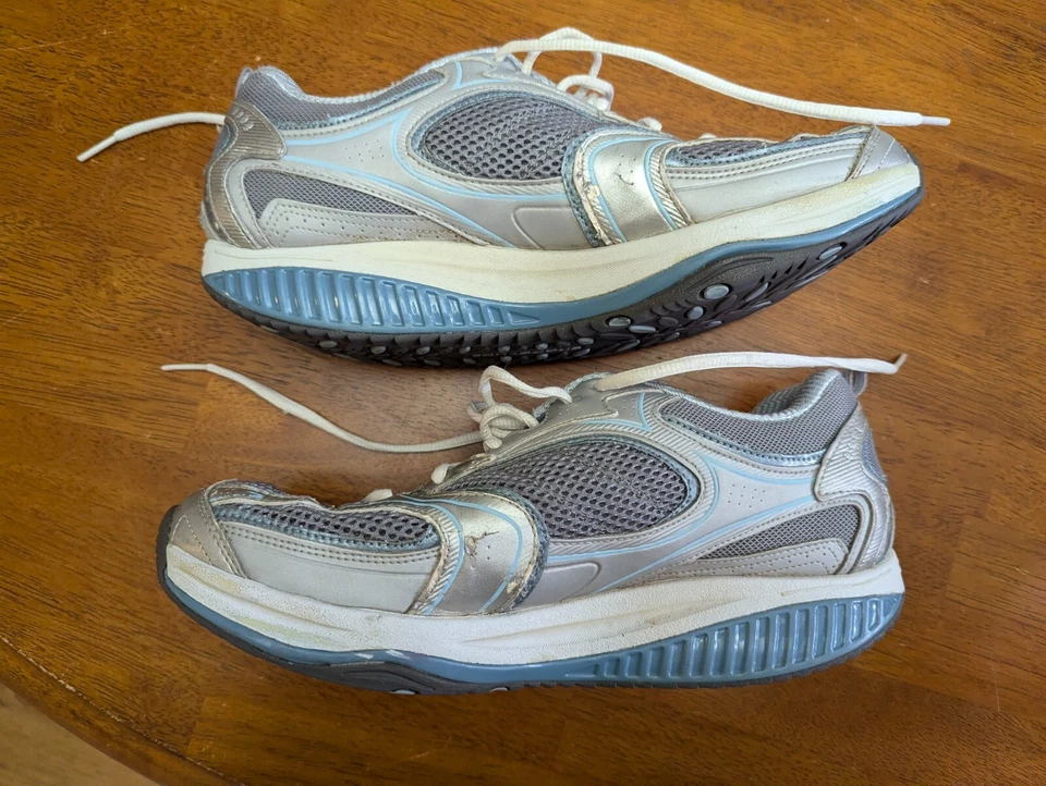 Skechers Shape Ups Size 11 Accelerators Toning Shoe Silver Blue Womens Walking - Image 3 of 4