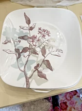 Corelle Twilight Grove Set 4 Dinner Plate 10”Square Floral Turquoise Brown Pink