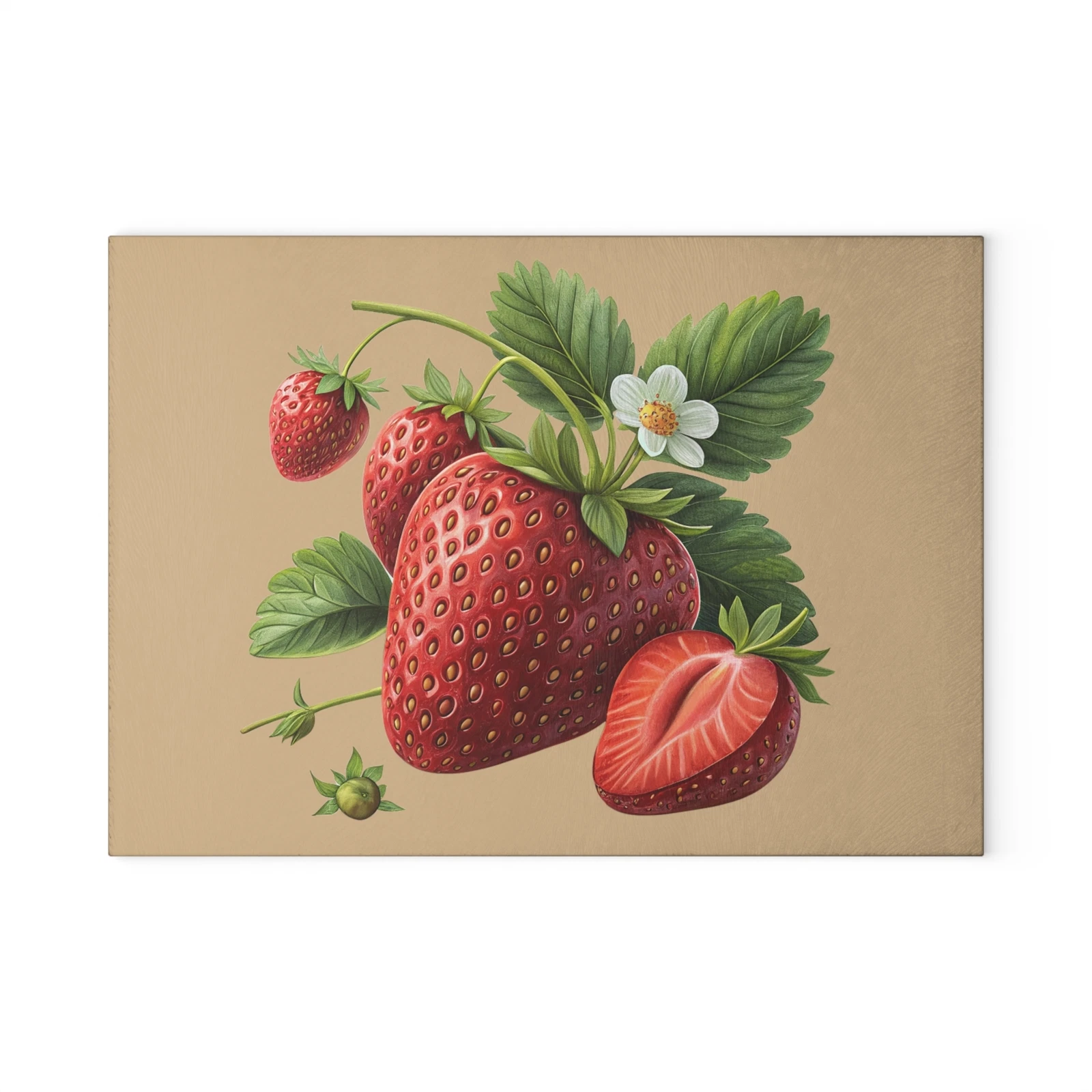 Vintage Strawberry Glass Cutting Board, Kitchen Decor, Gift for Foodies