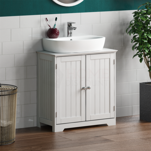 Priano Bathroom Sink Cabinet Under Basin Vanity Storage Cupboard Unit White - Picture 1 of 8