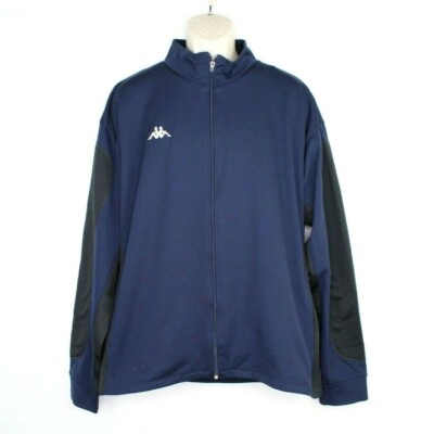 Kappa Track Jacket Mens Size 2XL Blue Black Full Zip Vented Logo