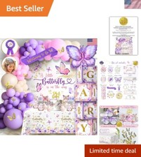 Quality 195-Pc Baby Shower Decorations: Pink  Purple Butterfly Theme