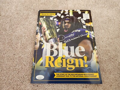 Detroit Free Press National Championship Blue Reign! Autographed Donovan Edwards