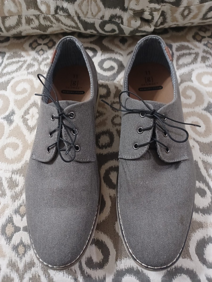 George Men's Casual Gray Memory Foam Lace-up Canvas Oxford Shoes: size 11