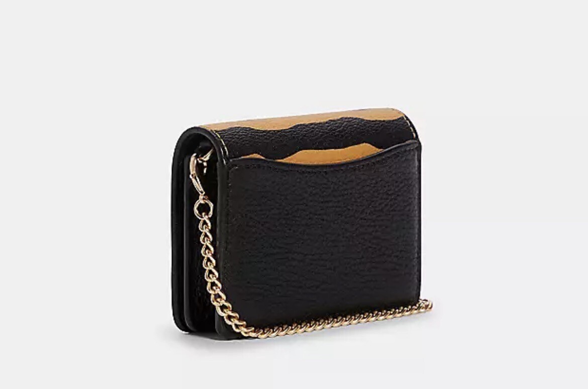 Coach Mini Wallet On A Chain With Tiger Print Black Gold Orange y2k Animal Print image 2