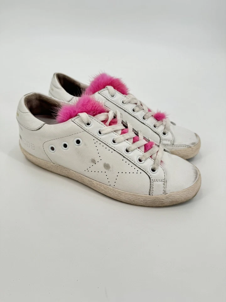 Golden Goose Women’s Pink Mink Fur Superstar Sneaker Size 36 EUC Made In Italy - Image 3 of 4