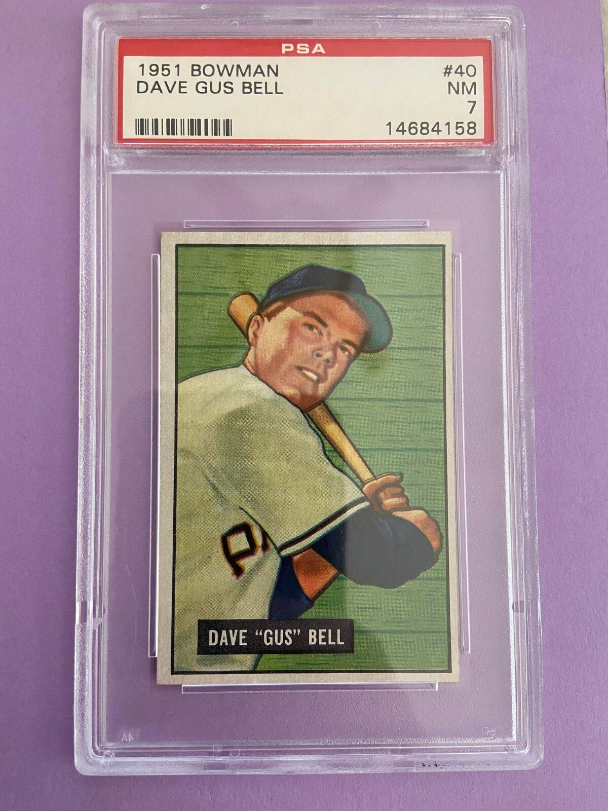 1951 BOWMAN DAVE GUS BELL #40 PSA 7 NM VINTAGE GRADED BASEBALL PIRATES ROOKIE