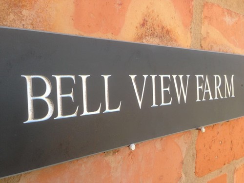 Personalized Slate House Sign - 16" X 4", Custom Name Or Number, Engraved Natural Grey Slate, Wall Mounted
