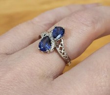 Blue  White Cubic Zirconia Rhodium Over 925 Sterling Silver Ring 2.56ctw, Sz 5