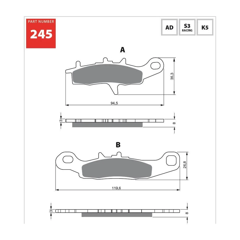Fits Kawasaki Brute Force 650, KFX450R, KFX700 Front Brake Pads GOLDfren - Изображение 2 из 3