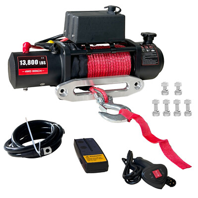 13800lbs Electric Winch 12V Steel Cable / Synthetic Rope Trailer Towing Off-Road