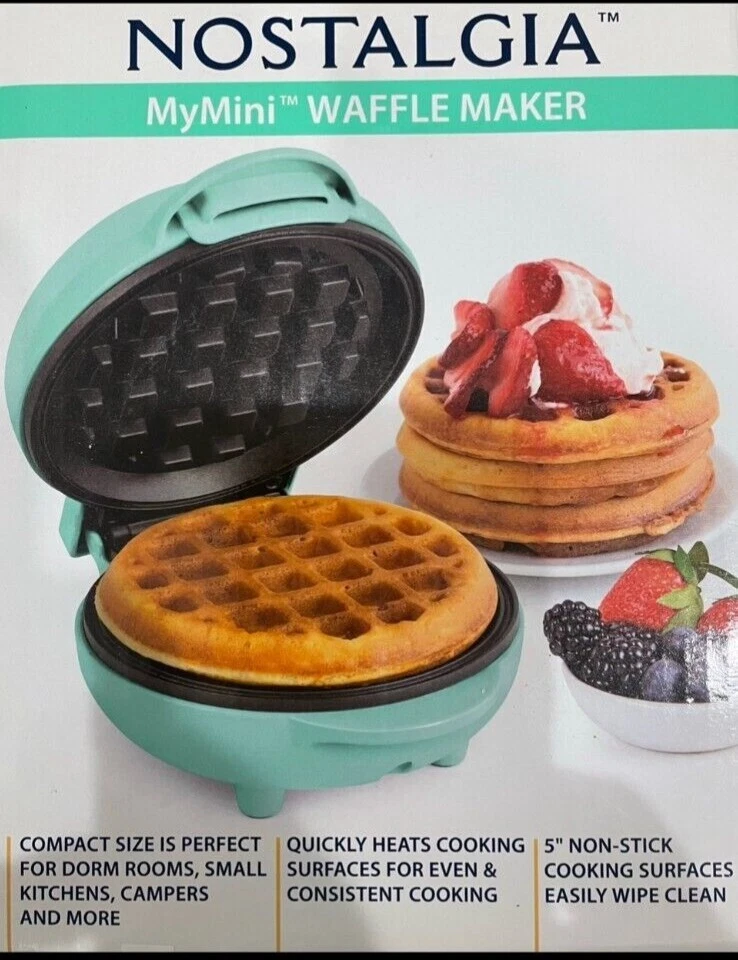 Nostalgia 550-Watt Single Waffle Maroon Turkey American Waffle