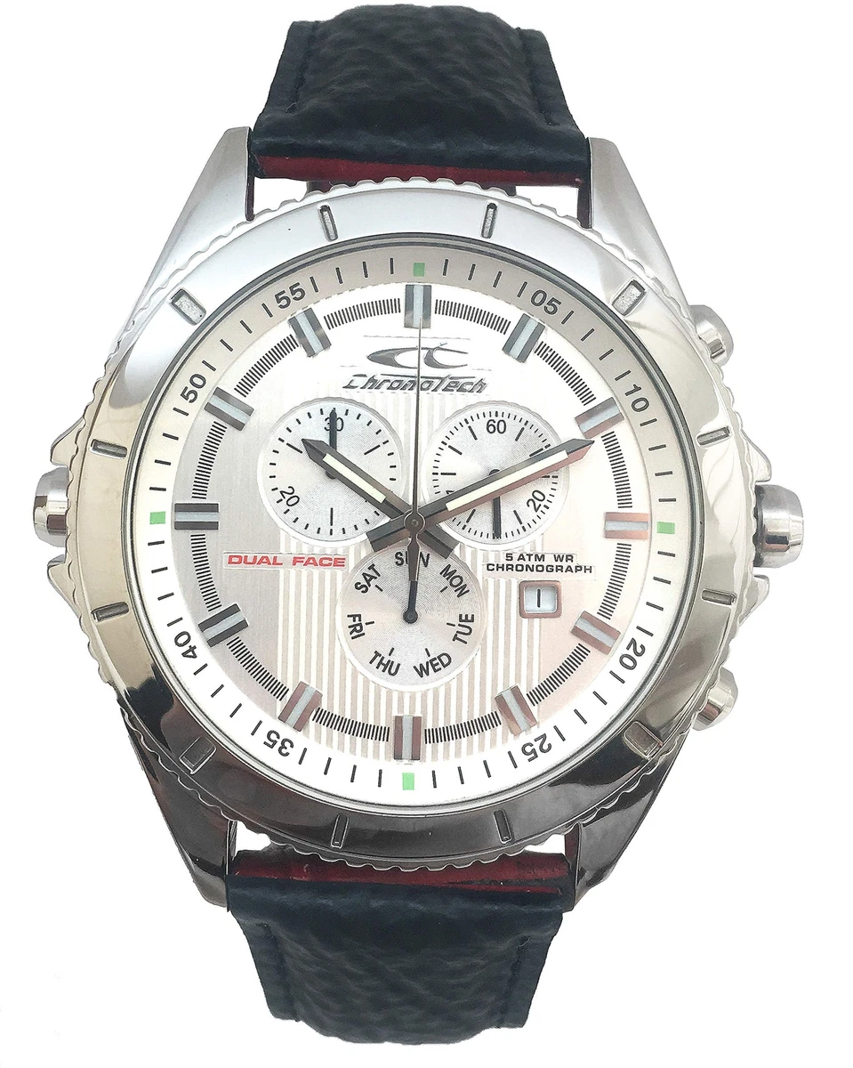 ChronoTech Mens Chronograph Quartz Watch with Leather Strap