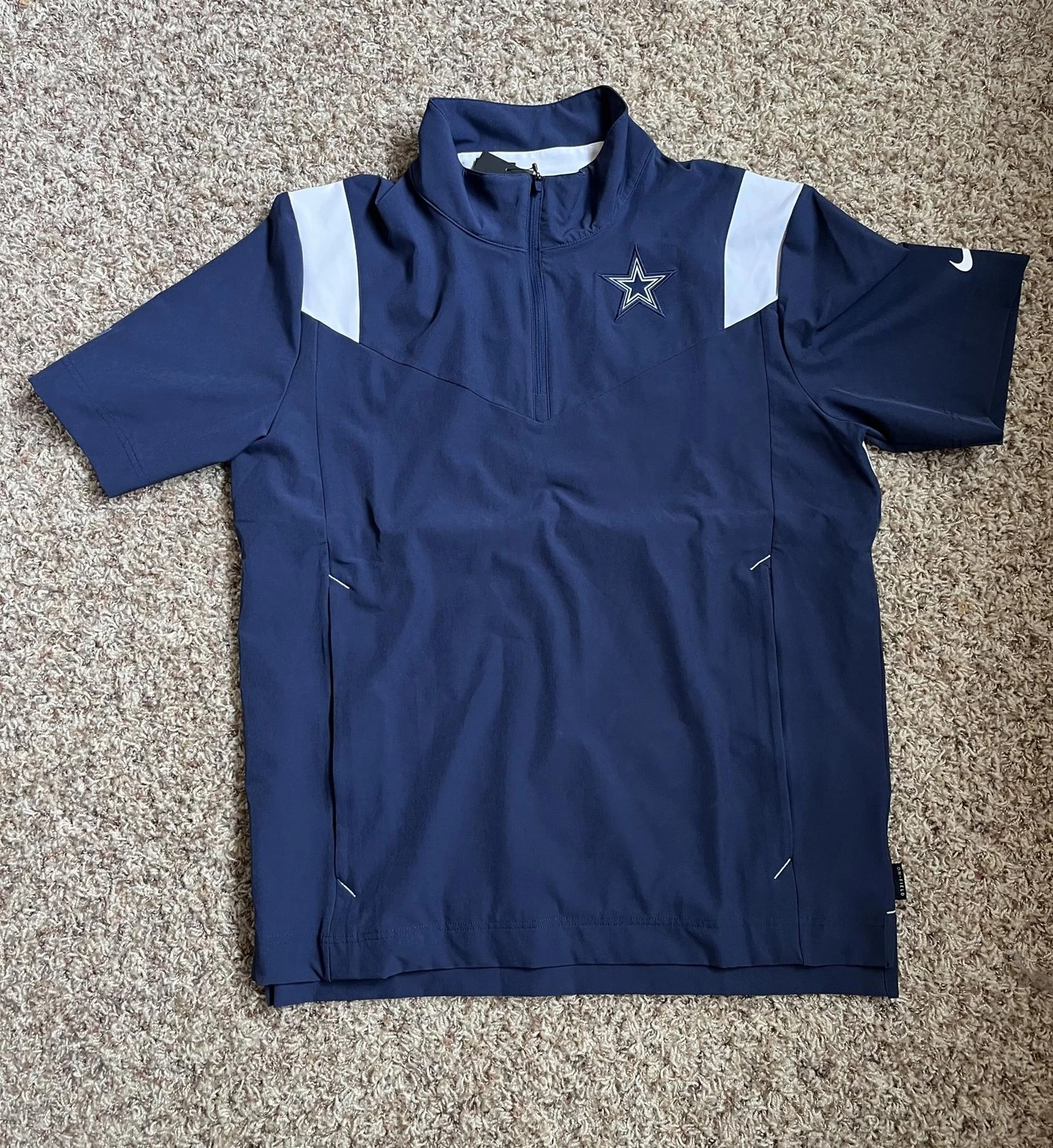 Giacca Nike Navy Dallas Cowboy Coach manica corta quarto zip campione