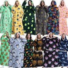 Adult Extra Long Oversized Hoodie Wearable Blanket Plush Sweatshirt Soft Fleece