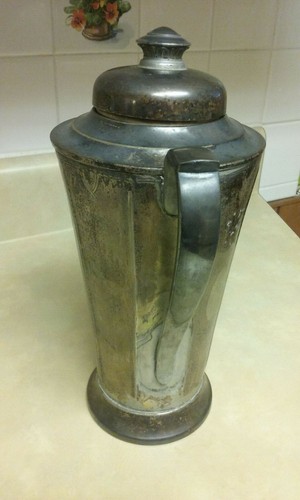 Antiguo agitador de cócteles Art Deco placa de plata con caja Rogers & Son - Imagen 4 de 11