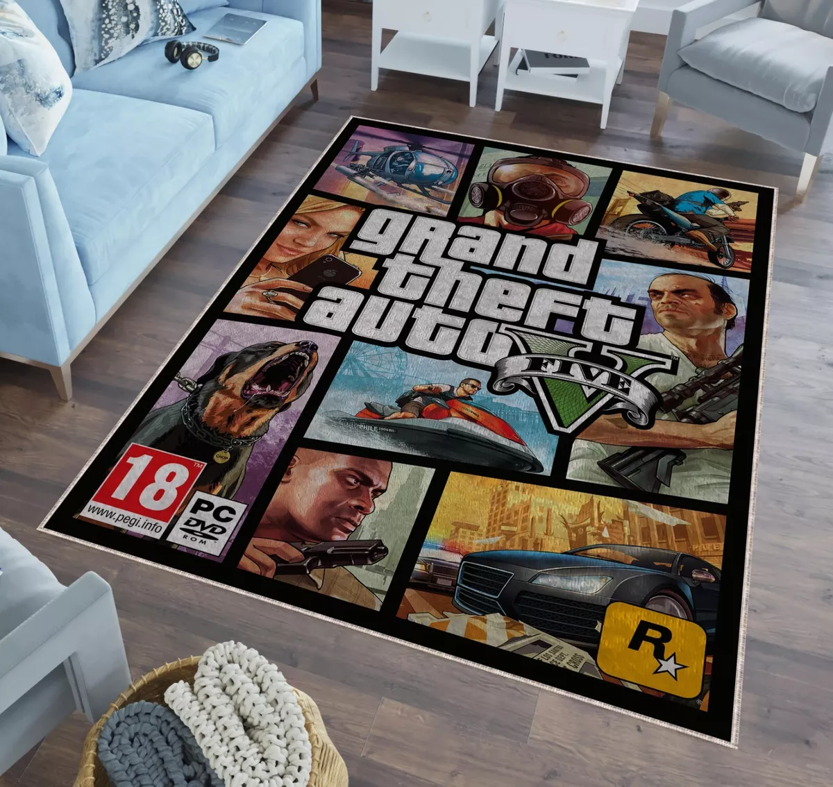 Grand Theft Auto San Andreas Video Game Area Rug Area Area Rug - Peto Rugs