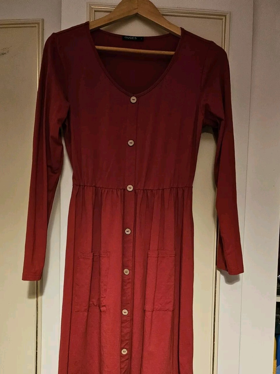 OUGES Women's Long Sleeve V Neck Button Down Skat… - image 3