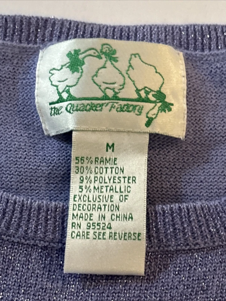 Chaleco Suéter Quacker Factory Mujer M Lentejuelas Lavanda ¡BRILLANTE METÁLICO! Foto 4 de 4