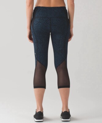 Lululemon Free Runner Crop (19'') Shatter Weave Desert Teal Alberta Legging 4