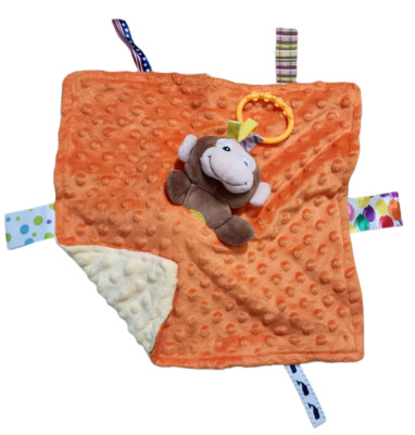 HTF Lovey Security Blanket Plush Minky Monkey Orange Yellow Whale Dot Balloon