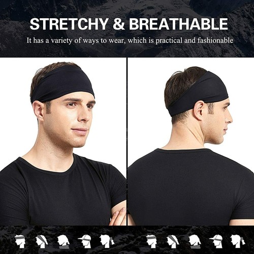 Sport Headband Men Women Head Sweatband Sweat Hair Band Gym Stretch Hair Wrap - Picture 9 of 21