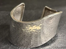 Vintage Oxidized Sterling Rolled Edges Curvy Cuff Bracelet Artisan Rm