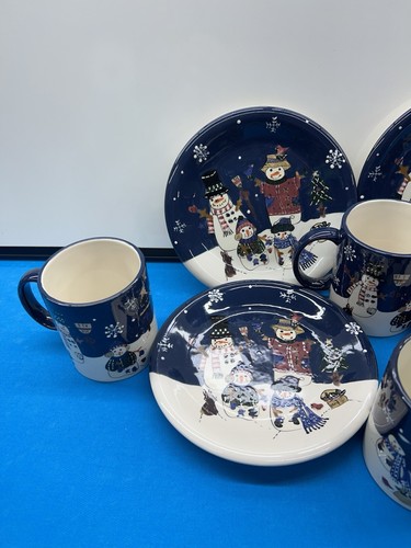 Snow Friends Collection by Nicholas Square 4pcs. Mugs and 4pcs. 7.75" plates - Picture 2 of 8