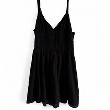 American Eagle Women's Smocked Strappy Sleeveless Mini Dress Black Woven Size S