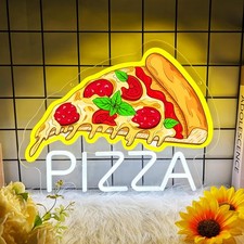 Pizza Neon Sign for Wall Decor, Dimmable Pizza Led Signs, USB Powered Neon Li...