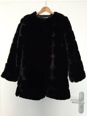 Fashion Nova Kunstfellmantel Schwarz Gr. M NEU mit Etikett Damen Winter Faux Fur