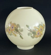 Vintage NOS Large Yellow Daisy Round Ball Globe Hurricane Lamp Shade 4” Fitter