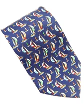 Museum Artifacts - Handmade - Silk Necktie Tie - Mini Sailboats