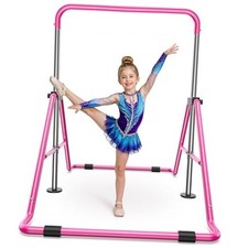 Gymnastics Bar for Kids,Adjustable Height Gymnastic Horizontal Pink