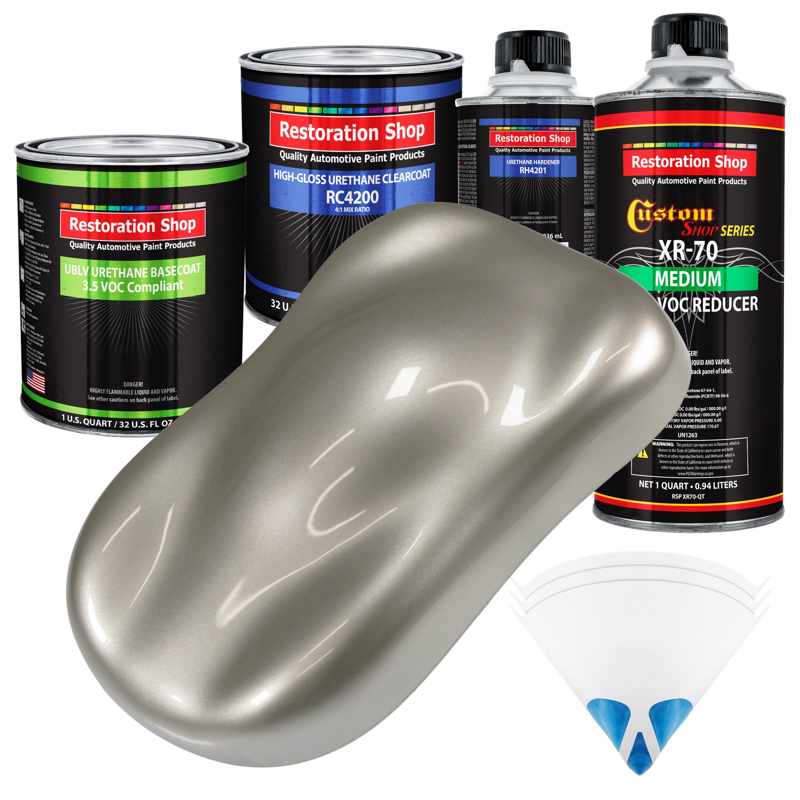 Bright Silver Metallic Low VOC Urethane Basecoat Auto Paint Kit