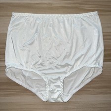 VTG Whisper Soft Womens Plus 7X Nylon White Granny Panties Sissy Tummy Control