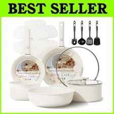 17pcs Nonstick Cookware Set with Detachable Handle